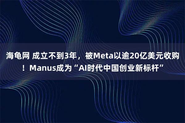 海龟网 成立不到3年，被Meta以逾20亿美元收购！Manus成为“AI时代中国创业新标杆”